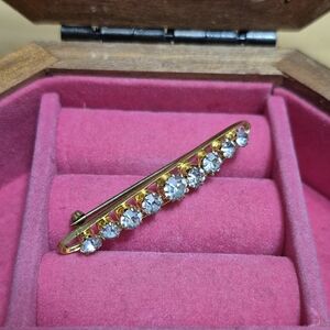 Elegant Gold and Silver Crystal Brooch